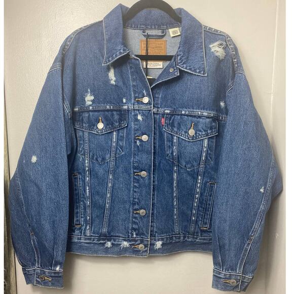 NWT LEVI'S JEAN JACKET BLUE MEDIUM - Picture 2 of 10